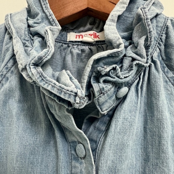 Mazik Denim Ruffle Neck Top - Picture 4 of 6